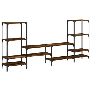 Mueble de TV madera ingeniería roble ahumado 206.5x28.5x95 cm H