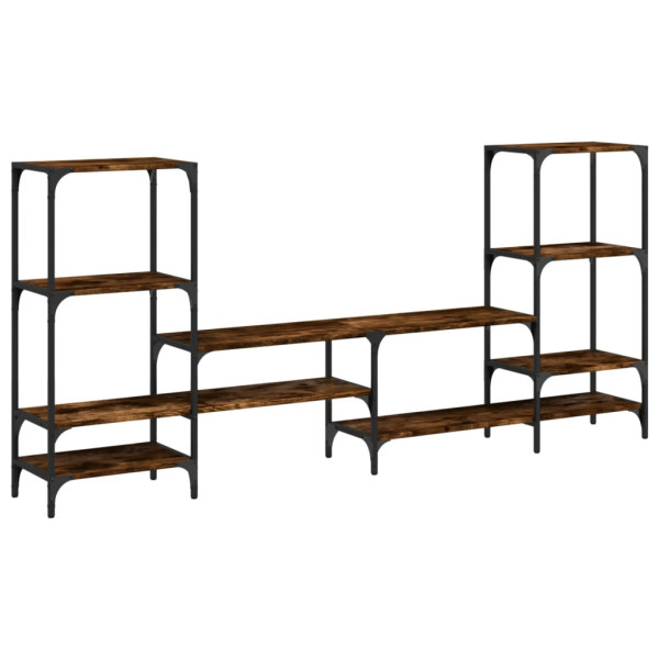 Mueble de TV madera ingeniería roble ahumado 206.5x28.5x95 cm M 2