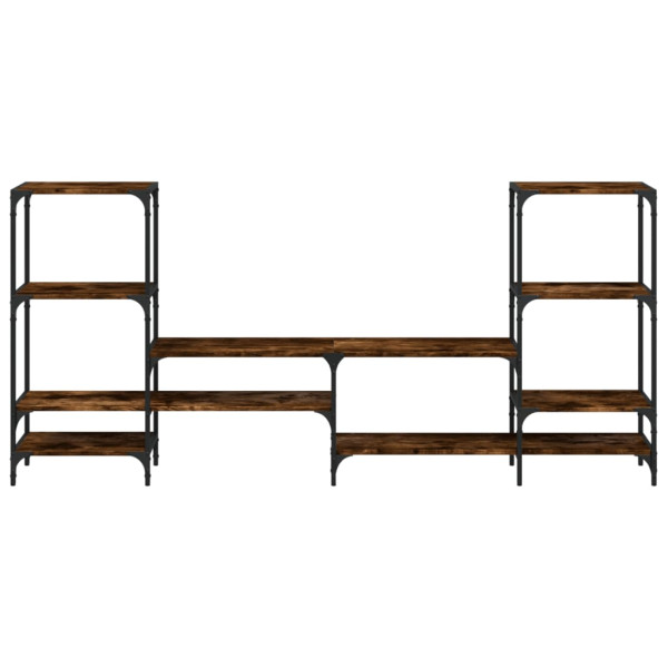 Mueble de TV madera ingeniería roble ahumado 206.5x28.5x95 cm M 5