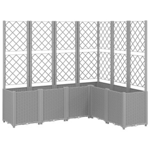 Vaso/floreira jardim c/ treliça 160x120x140 cm PP cinza-claro H