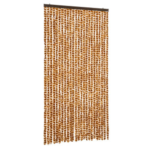 Cortina anti-insetos 100x230 cm chenille ocre e branco H