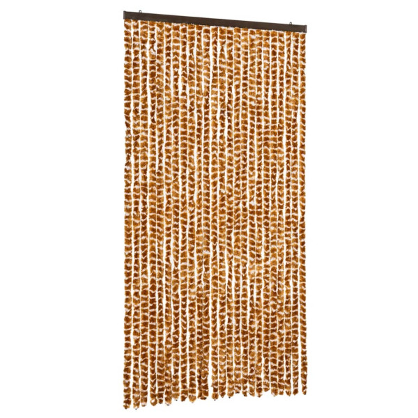 Cortina anti-insetos 100x230 cm chenille ocre e branco M 2