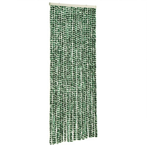 Cortina anti-insetos 90x200 cm chenille verde e branco H