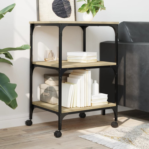 Soporte de impresora 3 niveles roble Sonoma 50x41x75 cm M 4