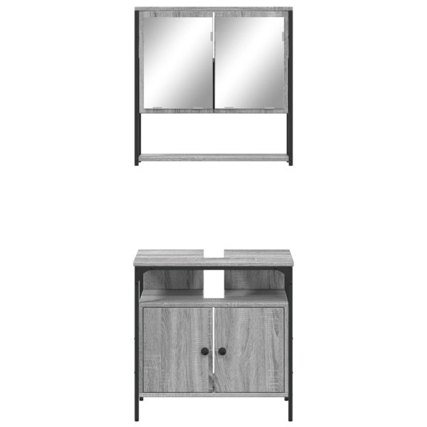 Set de muebles de baño 2 pzas madera contrachapada gris sonoma M 5