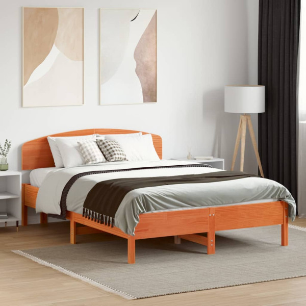 Cabecero de cama madera maciza de pino marrón cera 135 cm M 3