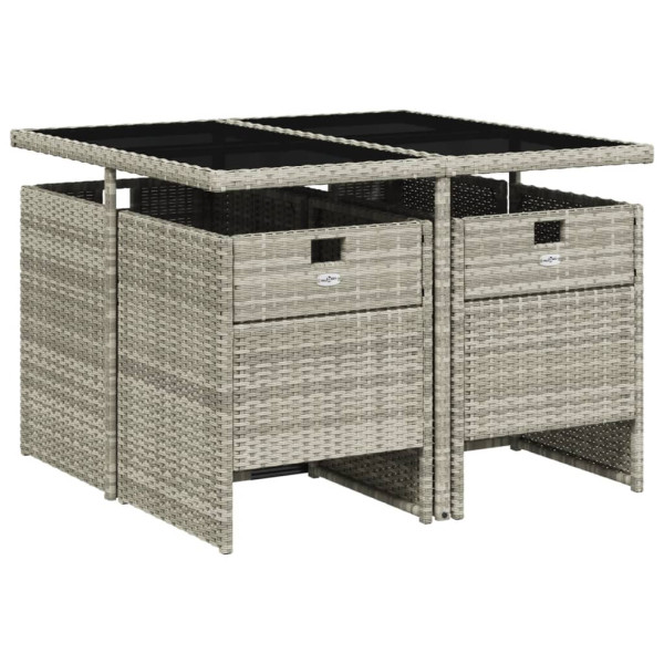 5 pcs conjunto de jantar p/ jardim c/ almofadões cinzento claro M 3