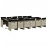 13 pcs conj. jantar jardim c/ almofadões vime PE cinzento-claro 2