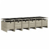 Set comedor jardín y cojines 13 pzas ratán sintético gris claro 3