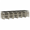 13 pcs conj. jantar jardim c/ almofadões vime PE cinzento-claro 3