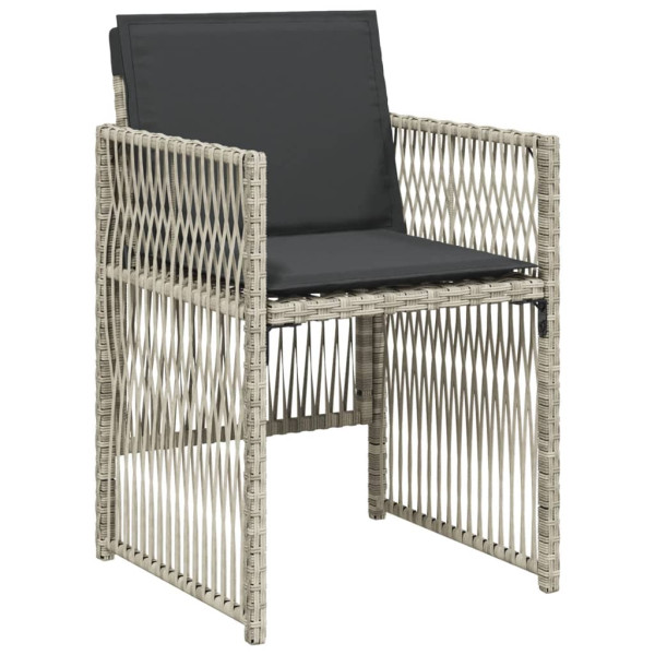 Set comedor jardín y cojines 13 pzas ratán sintético gris claro M 5