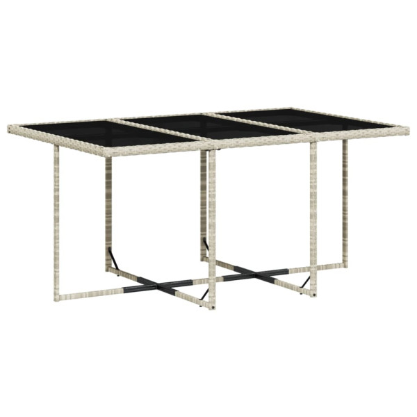 7 pcs conj. jantar p/ jardim c/ almofadões vime PE cinza-claro M 4