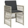 Set comedor jardín 7 pzas y cojines ratán sintético gris claro 5