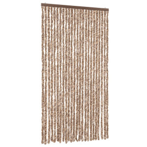 Cortina antimoscas chenilla beige y marrón oscuro 100x230 cm H