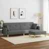 Sofá-cama de 2 lugares c/ apoio de pés tecido cinzento-escuro 3
