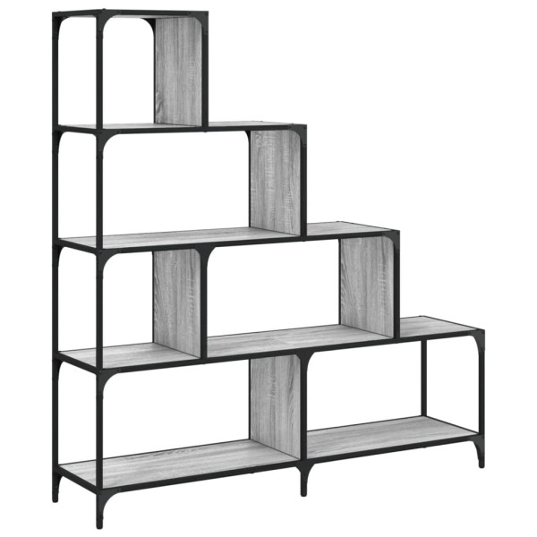 Librería con 4 peldaños madera gris Sonoma 139x33.5x149 cm M 2