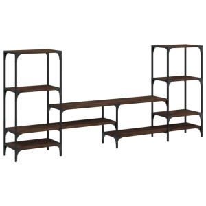 Mueble de TV madera de ingeniería marrón roble 206.5x28.5x95 cm H