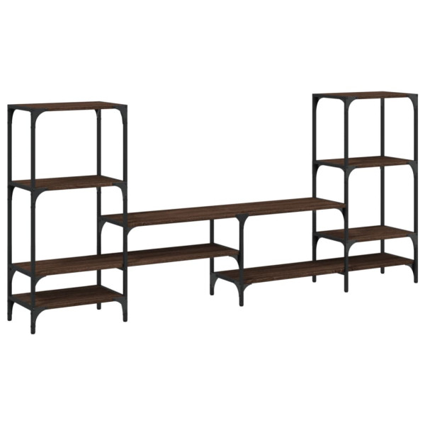 Mueble de TV madera de ingeniería marrón roble 206.5x28.5x95 cm M 2