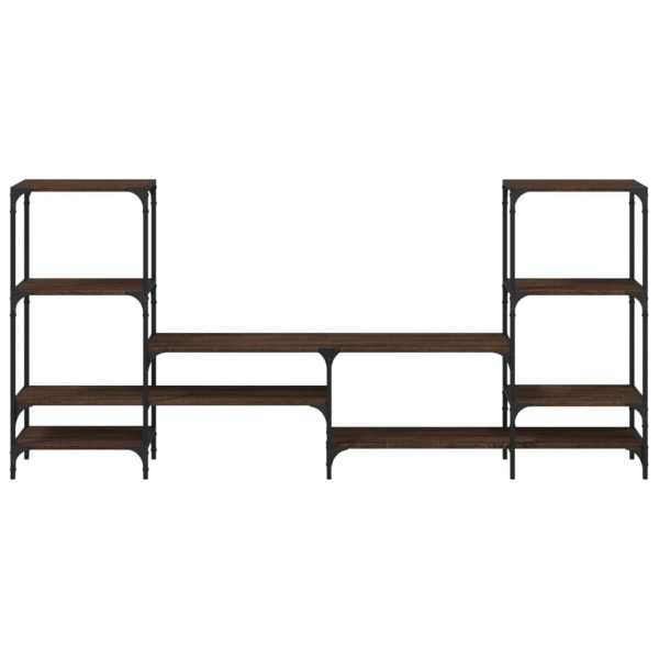 Mueble de TV madera de ingeniería marrón roble 206.5x28.5x95 cm M 5