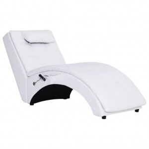 Chaise longue de massagem c/ almofada couro artificial branco H