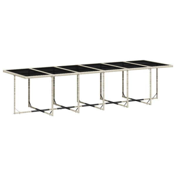 13 pcs conj. jantar jardim c/ almofadões vime PE cinzento-claro M 4