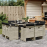 Set comedor de jardín 9 pzas cojines ratán sintético gris claro 1