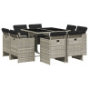 Set comedor de jardín 9 pzas cojines ratán sintético gris claro 2