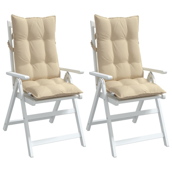 Cojines de silla con respaldo alto 2 uds tela Oxford beige M 3