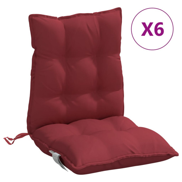 Cojines para silla respaldo bajo 6 uds tela Oxford rojo tinto M 2