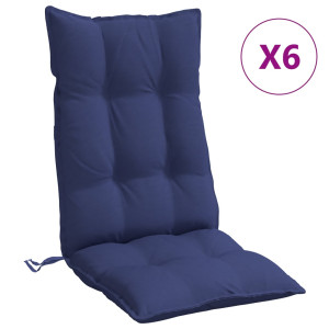Cojines para silla respaldo alto 6 uds tela Oxford azul marino H