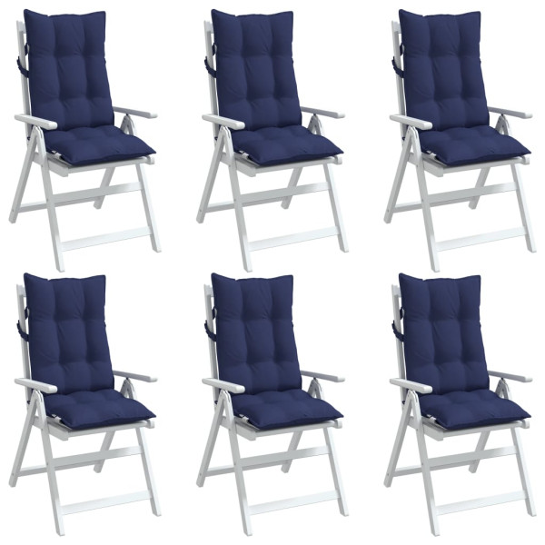 Cojines para silla respaldo alto 6 uds tela Oxford azul marino M 3