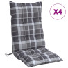 Cojines para silla respaldo alto 4 uds tela Oxford cuadros gris 2