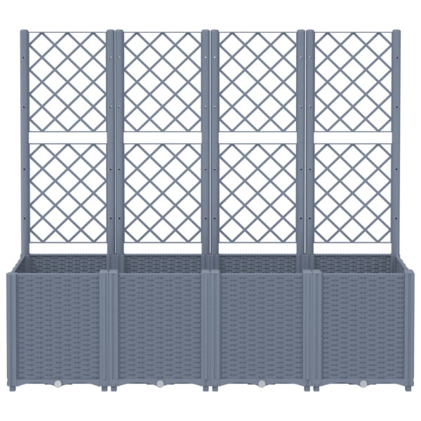 Vaso/floreira de jardim c/ treliça 160x40x140 cm PP cinzento azul M 3