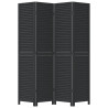 Biombo com 4 painéis madeira de paulownia maciça preto 4