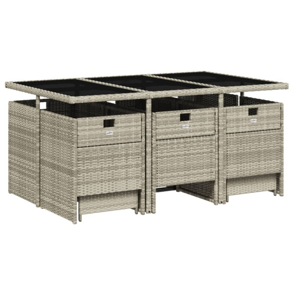 Set de comedor de jardín 11 pzas y cojines ratán sintético gris M 3