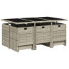 Set de comedor de jardín 11 pzas y cojines ratán sintético gris 3