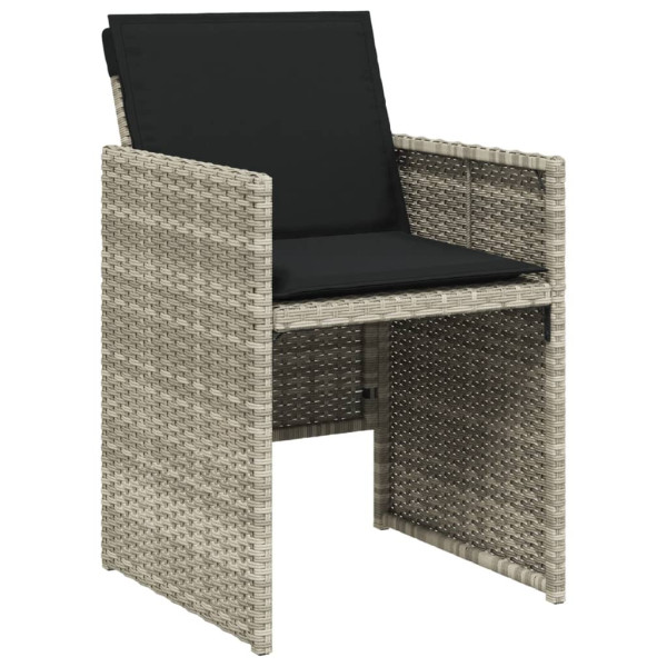 Set de comedor de jardín 11 pzas y cojines ratán sintético gris M 5