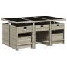 Set de comedor de jardín 11 pzas y cojines ratán sintético gris 3
