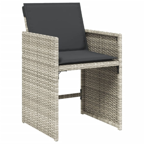 Set de comedor de jardín 11 pzas y cojines ratán sintético gris M 5
