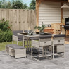 Set comedor de jardín 9 pzas cojines ratán sintético gris claro 1