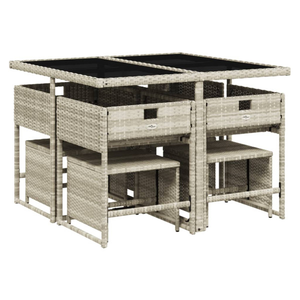 9 pcs conjunto de jantar p/ jardim c/ almofadões cinzento claro M 3