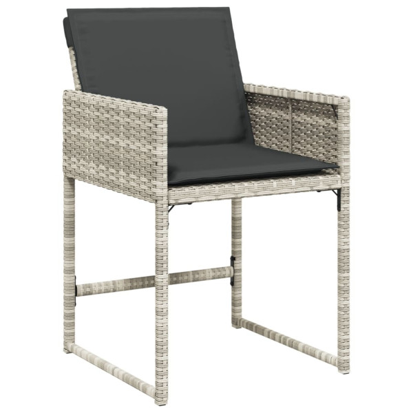 Set comedor de jardín 9 pzas cojines ratán sintético gris claro M 5