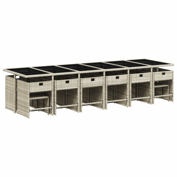 Set comedor jardín y cojines 17 pzas ratán sintético gris claro M 3