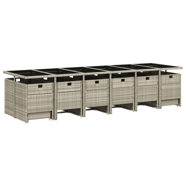 Set comedor jardín y cojines 17 pzas ratán sintético gris claro M 3
