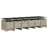 Set comedor jardín y cojines 17 pzas ratán sintético gris claro 3