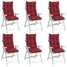 Cojines de silla con respaldo alto 6 uds tela Oxford rojo tinto 3