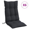 Cojines de silla con respaldo alto 6 uds tela Oxford negro 2
