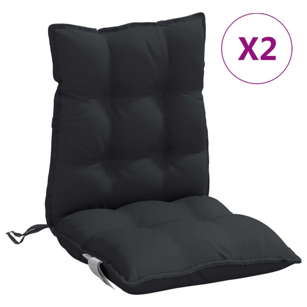 Cojines para silla con respaldo bajo 2 uds tela Oxford negro M 2
