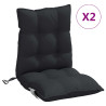 Cojines para silla con respaldo bajo 2 uds tela Oxford negro 2