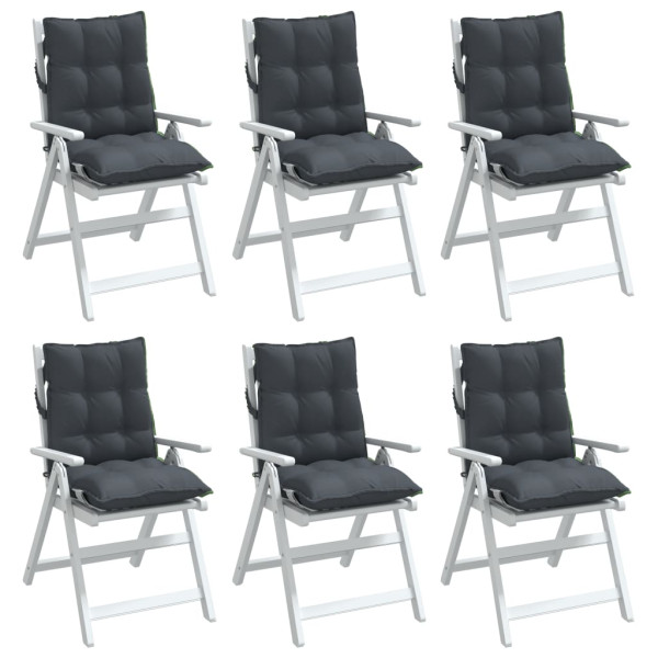Cojines de silla respaldo bajo 6 uds tela Oxford gris antracita M 3